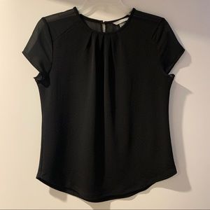 H&M Black Shirt with Sheer Shoulder/Sleeve (Size S)